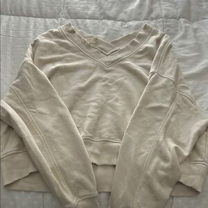 Aerie Cream V-Neck Sweater Soft Knit Timeless Design